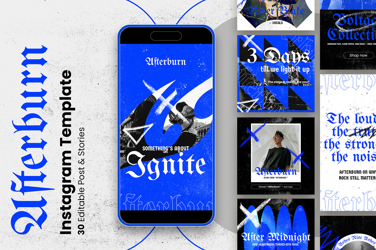 Afterburn Grunge Instagram Template, a Social Media Template by Nenjo Studio (Photo 1 of 5)