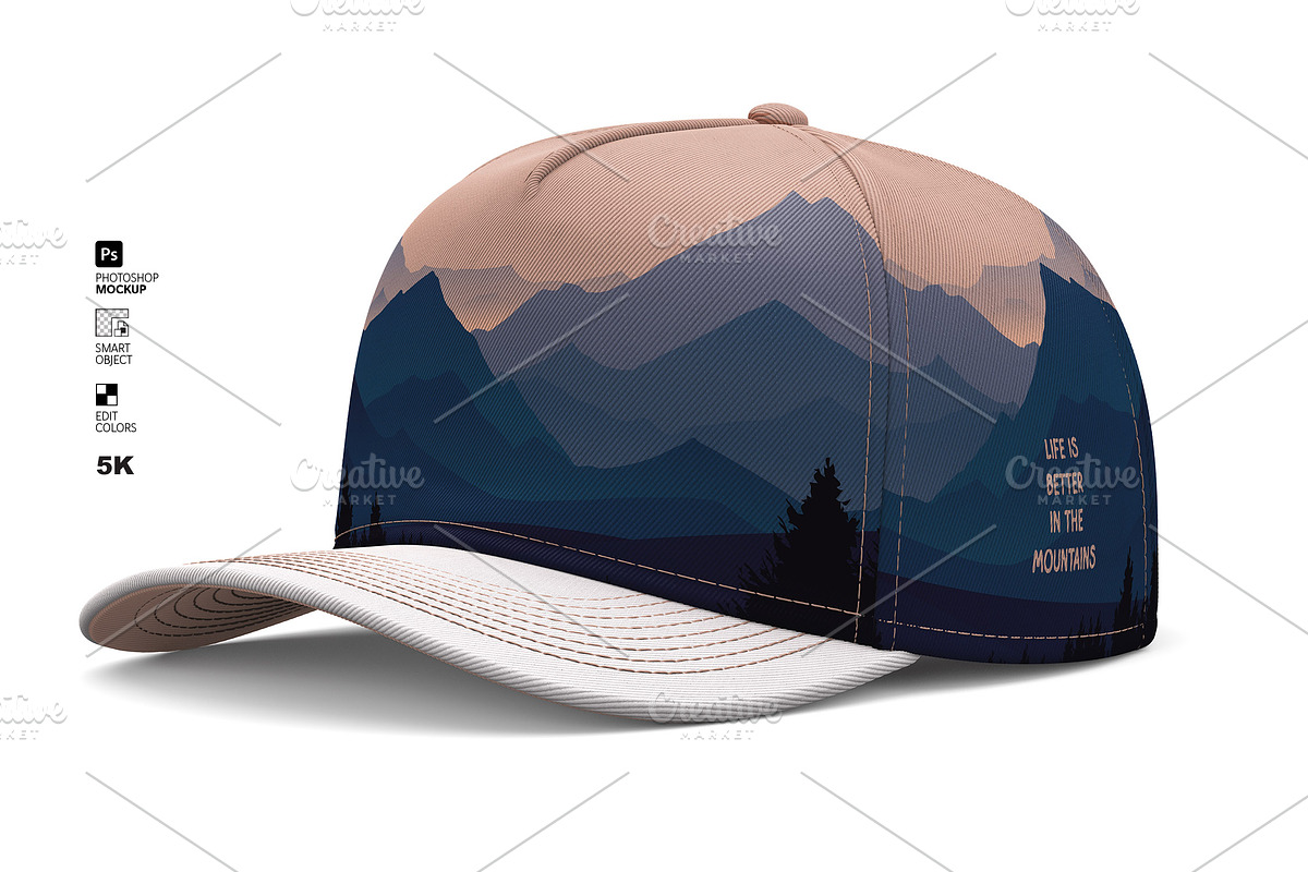 5-Panel Cap Photoshop Mockup, a Hat Mockup by LESZ Design (Photo 9 of 11)