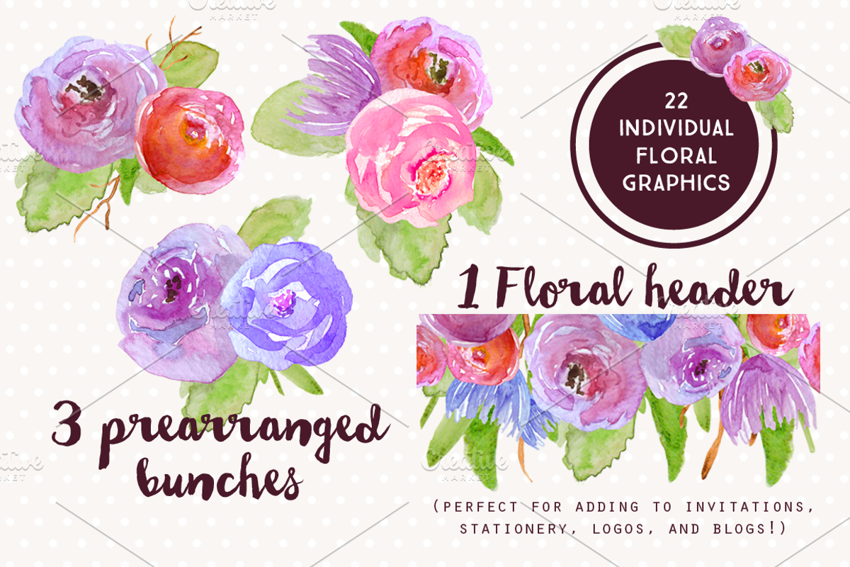 Watercolor Exotic Blossoms Clipart, an Illustration by Emerald & Ivy Studios (Photo 2 of 3)