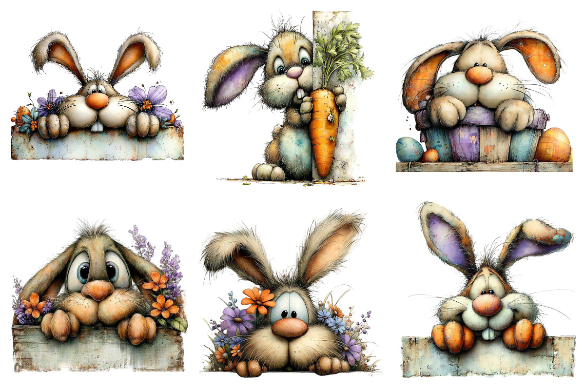 Funny Easter Bunny Peeking Clipart, an Illustration by designcity5 (Photo 5 of 5)