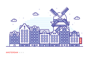 Amsterdam x Illustrated City Skyline, an Illustration by Petr Knoll (Thumbnail 2 of 2)