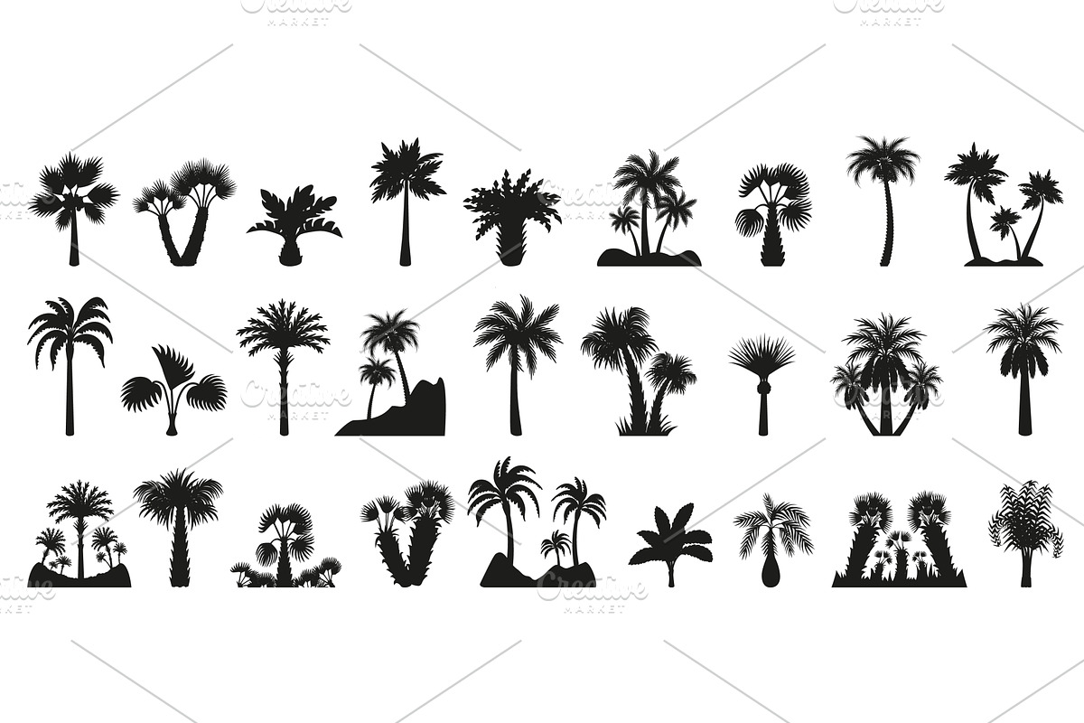 Palm tree silhouettes. Isolated flat, a Graphic by Valerie Bodnar