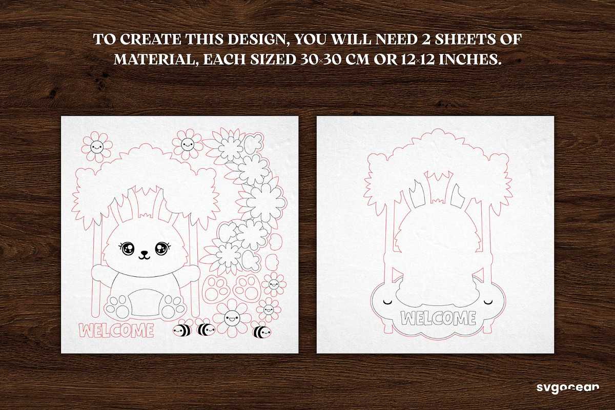 Easter Bunny Swing Door Sign SVG, a Decorative Illustration by svgocean (Photo 3 of 3)