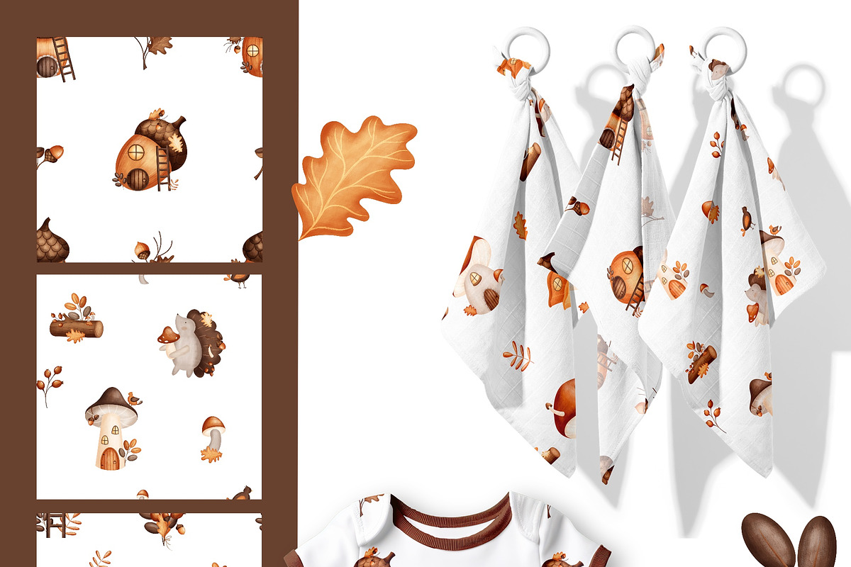 Cozy Autumn - baby clipart & pattern, a Seasonal Illustration by Linerisyart (Photo 9 of 16)