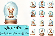 Holiday Snow Globe with Reindeer Cli, an Illustration by CrexoraLab (Thumbnail 1 of 5)
