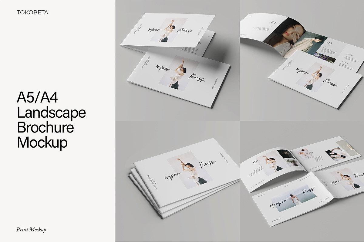 A5/A4 Landscape Brochure Mockup, a Books & Magazine Mockup by Tokobeta (Photo 1 of 12)