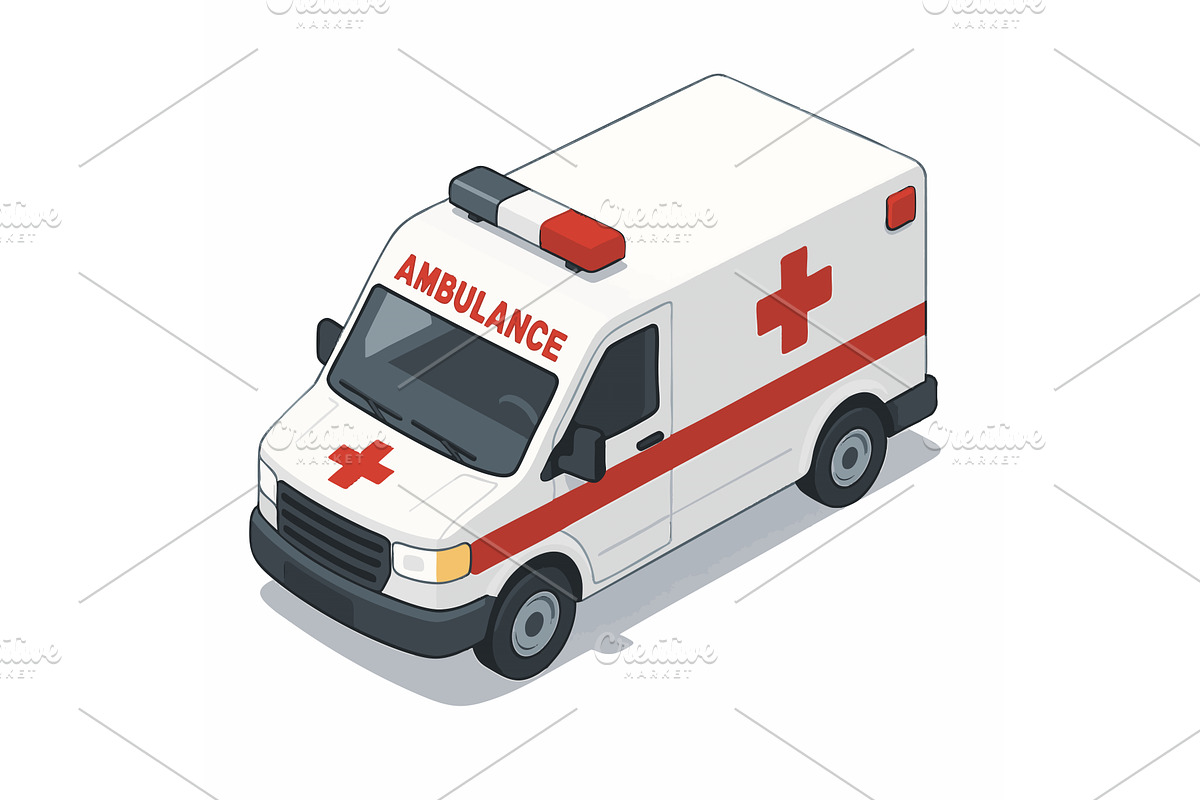 Emergency Ambulance Vehicle vector, a Healthcare Illustration by AlexArt