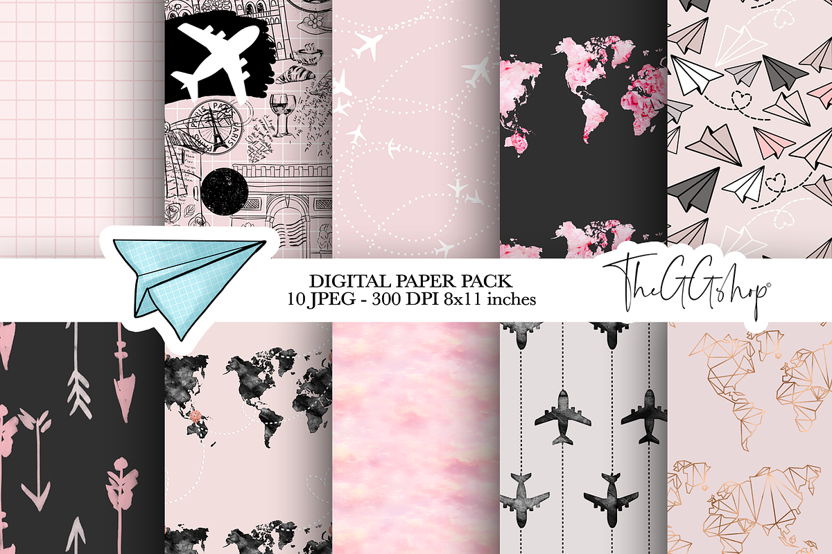 WANDERLUST DIGITAL PAPER PACK, a Pattern Graphic by The GG Shop (Photo 1 of 8)