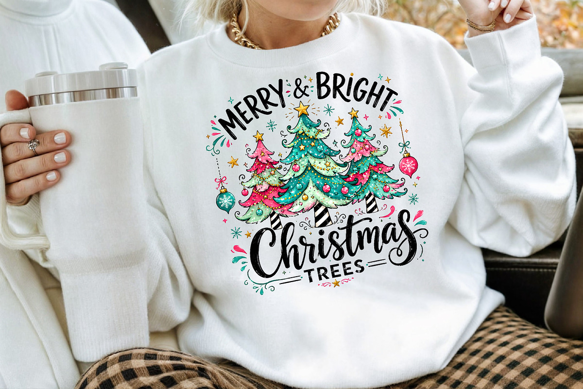 Merry & Bright Christmas Tree Design, a Seasonal Illustration by Creative Art (Photo 3 of 3)
