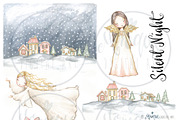 Christmas Angels Watercolor, an Illustration by Monique Digital Art (Thumbnail 2 of 2)