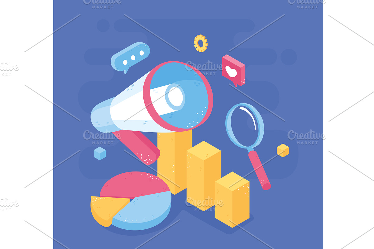 isometric digital marketing, a Technology Illustration by studiogstock