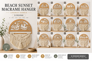 Beach Sunset Macrame Hanger Lasercut