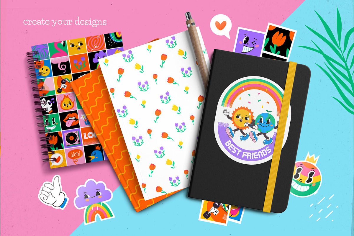 Trendy Cartoon Illustrations Set, an Illustration by Moonery's (Photo 7 of 15)
