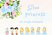 Blue Princess watercolour clipart, a Decorative Illustration by heyiamalice (Thumbnail 6 of 13)