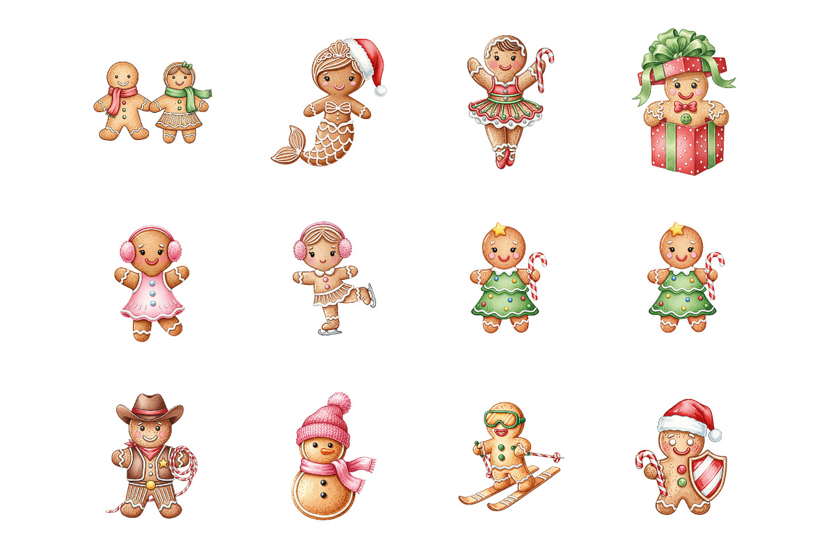 Christmas Gingerbread Man Clipart, an Illustration by SinaCreation (Photo 2 of 7)