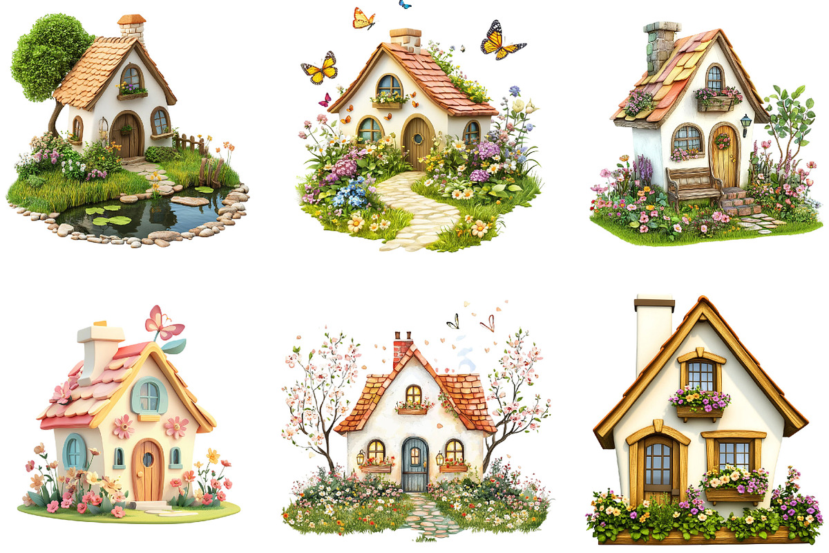 Spring Little Cottage Clipart, an Illustration by Designking (Photo 3 of 5)
