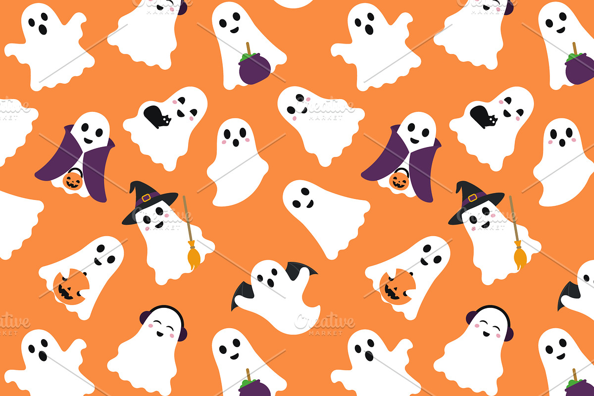 Cute halloween ghost pattern, a Pattern Graphic by Yayasya (Photo 2 of 3)