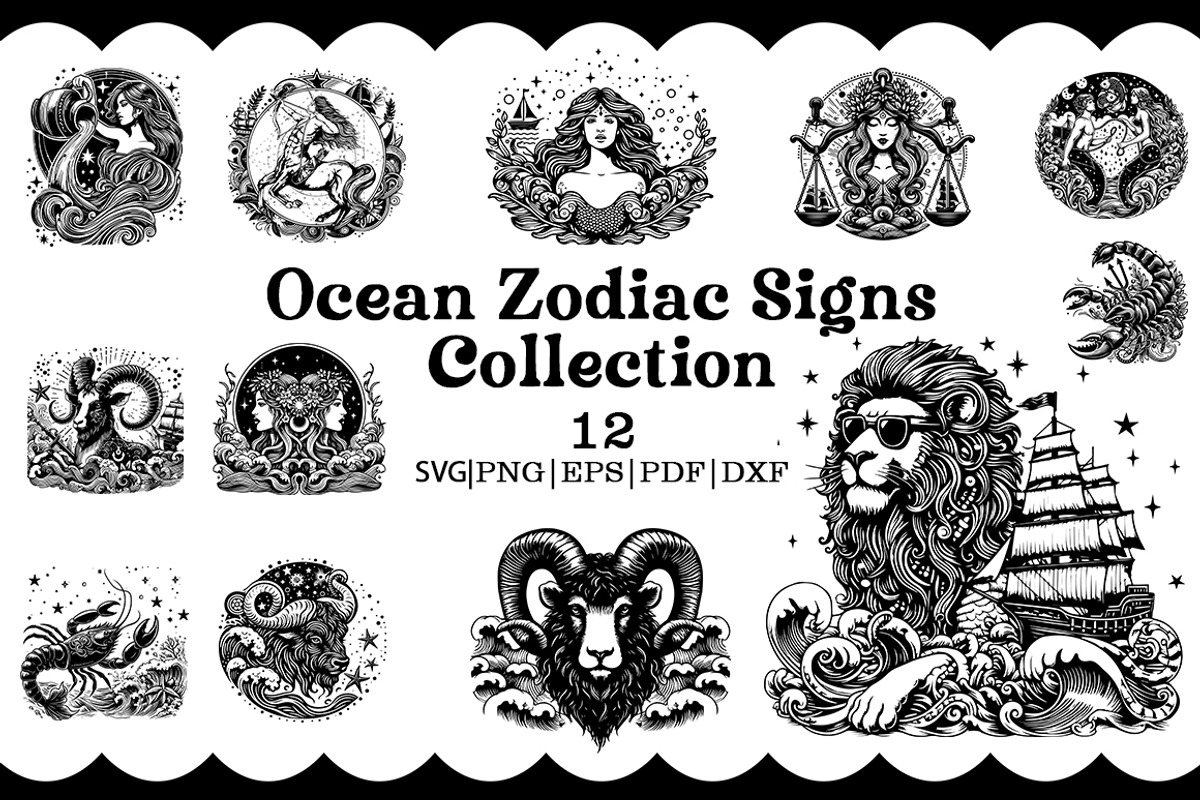 Ocean Zodiac Signs Collection, an Object Illustration by FITALARTSNEDIGI (Photo 1 of 5)