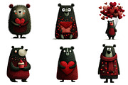 Whimsical Valentine Bears Clipart, an Illustration by Dream Creation (Thumbnail 2 of 6)