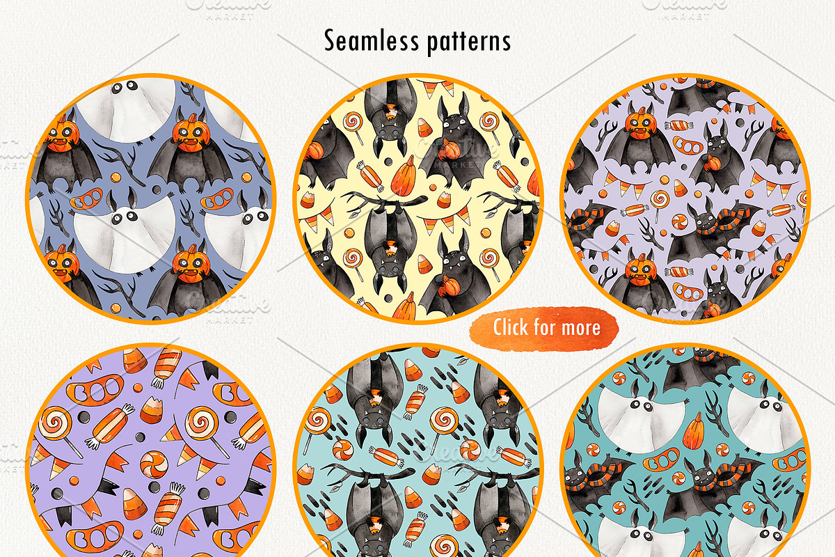Halloween Bats set, a Decorative Illustration by Ekaterina Goncharova (Photo 3 of 8)