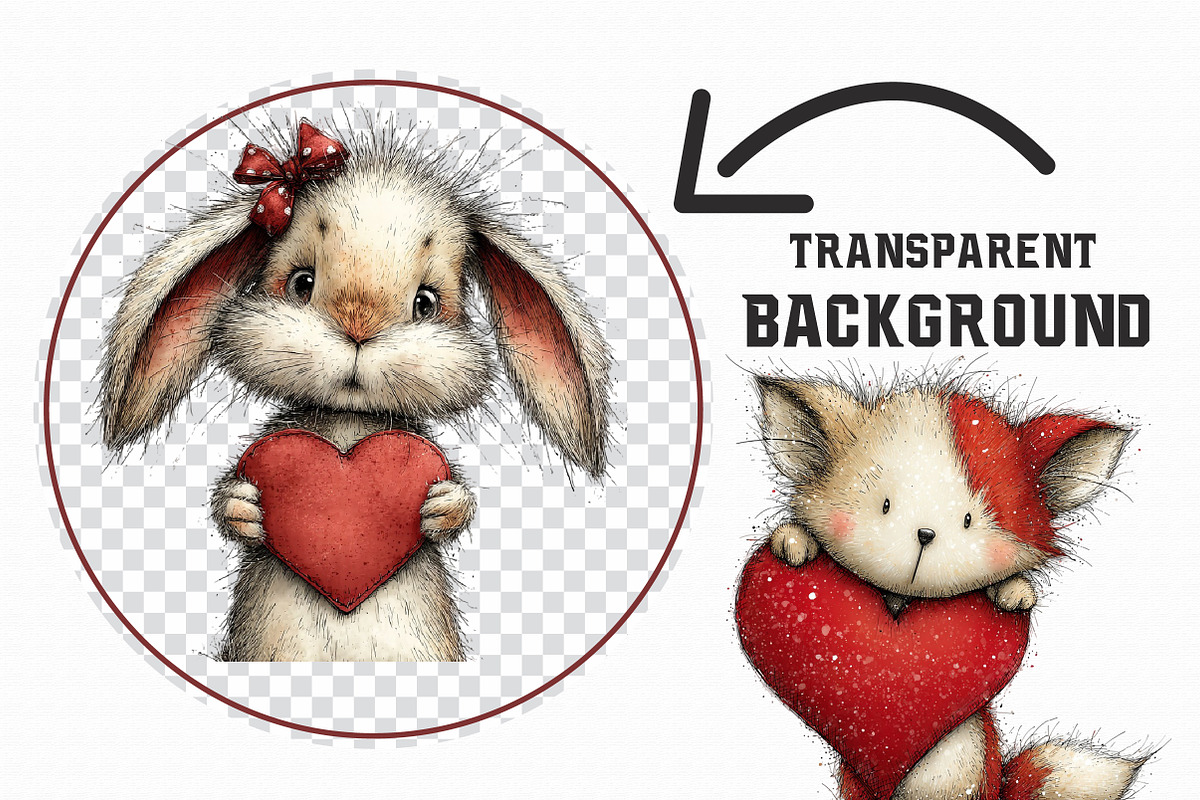 Cute Valentine Forest Animals Clipar, an Illustration by Libby Wishes (Photo 3 of 7)