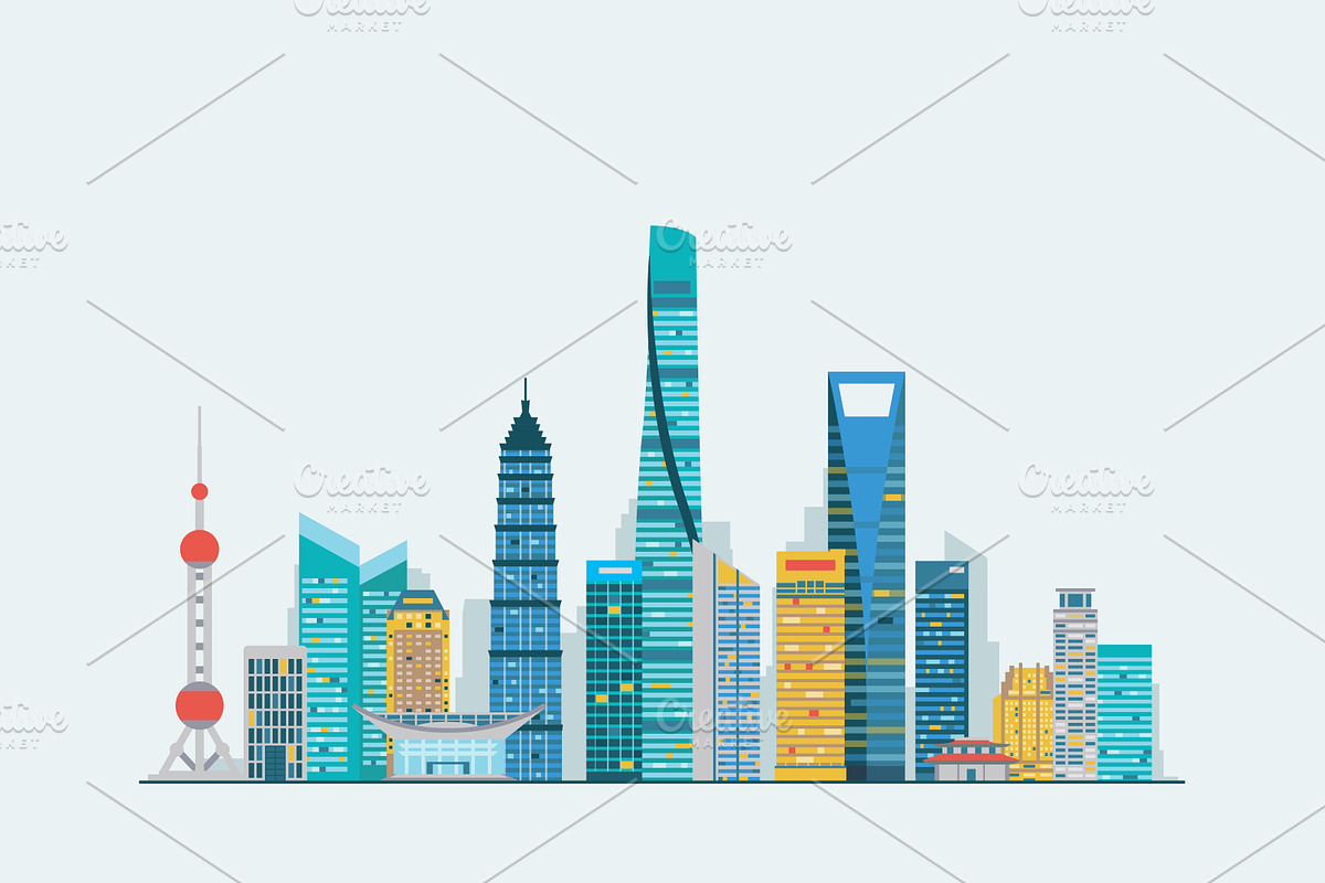 Shanghai skyline, a Work Illustration by GlebTagirov (Photo 1 of 2)