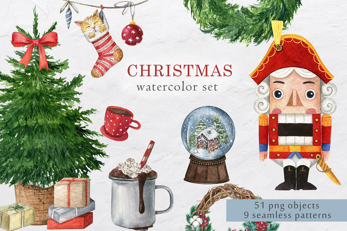 Christmas watercolor set, an Animal Illustration by Nastilustra (Photo 1 of 11)