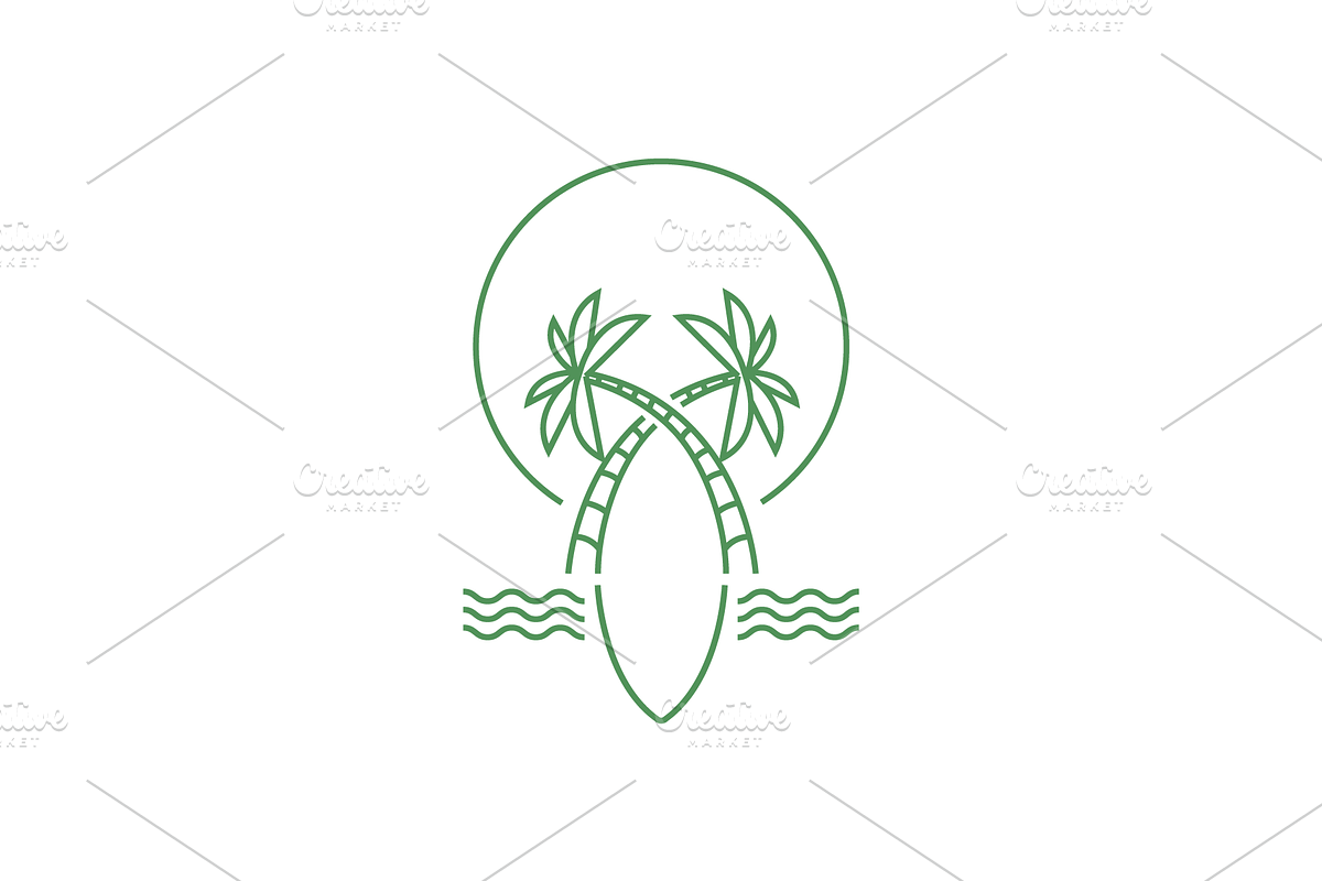 beach vacation line logo, a Branding & Logo Template by devastd
