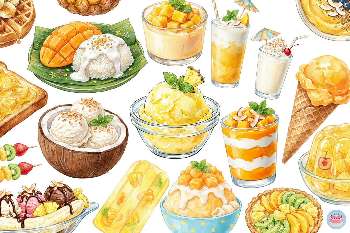 Tropical Dessert 30 Clipart Set, a Food Illustration by Eyestudio (Photo 2 of 6)