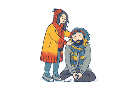 Woman comforting sad man sitting, a Person Illustration by Vectorstockersland