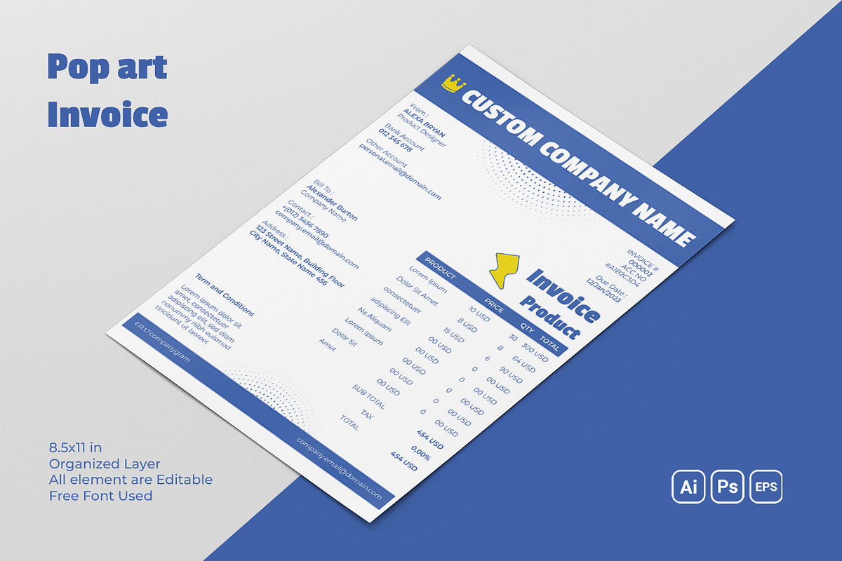Pop Art Invoice, a Stationery Template by Fannan Studio (Photo 2 of 3)