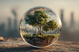 Glass Orb Trees Cityscape Nature vs, a Photo by Pixeness Studio