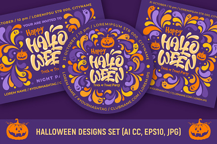 Halloween Designs Set, a Poster Template by Vector beauty