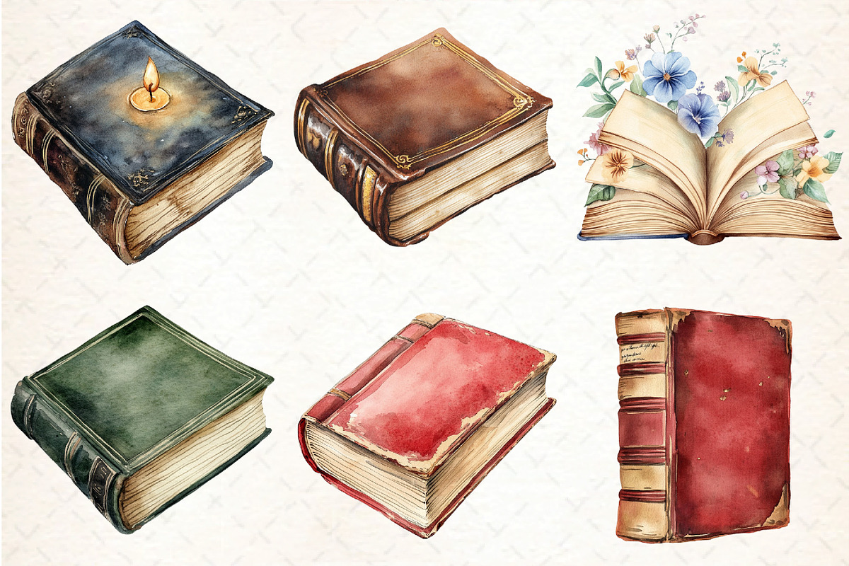 Vintage Books Clipart, an Illustration by DreamCafeArt (Photo 3 of 9)