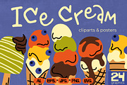 Ice Cream Cliparts & Summer Posters, a Food Illustration by Panna Limon Store (Thumbnail 2 of 9)