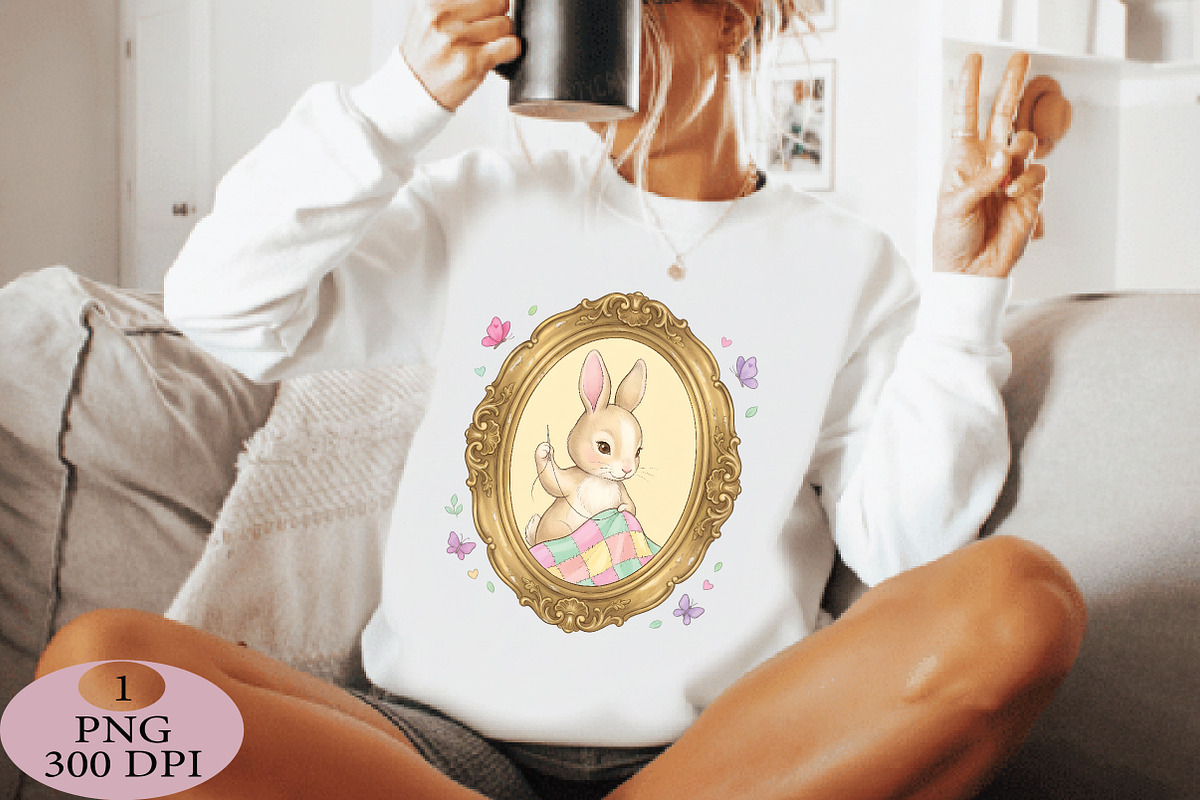 Cute Bunny Mom Sewing Quilt PNG, an Illustration by Daily.Designs (Photo 2 of 5)
