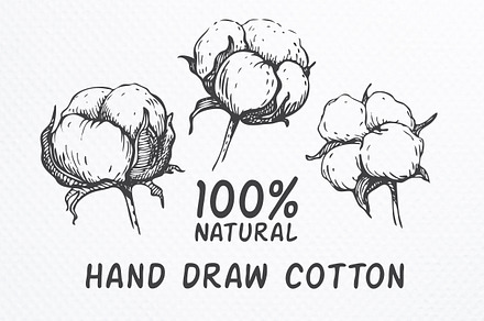 Hand drawn cotton set