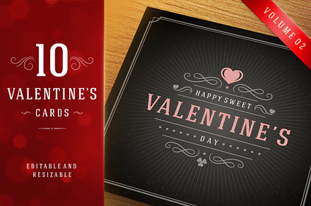 Valentine's Day Greeting Cards, a Card Template by Vasya Kobelev