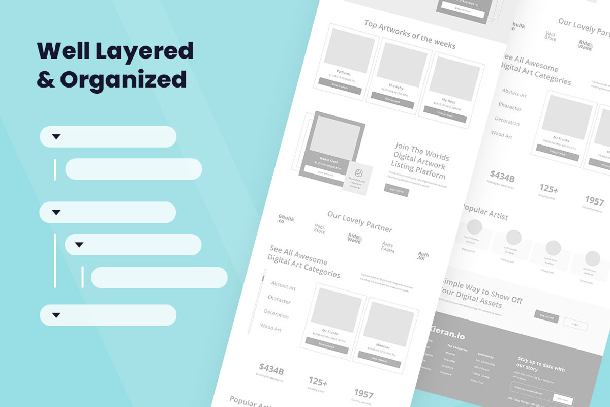 Crypto Art Wireframe Website, a Wireframe Template by INSPR STD (Photo 5 of 6)