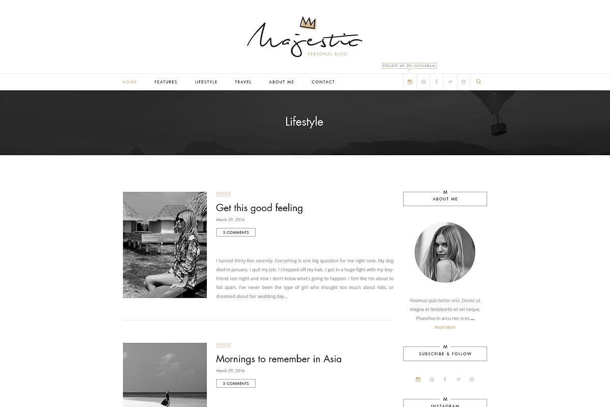 Majestic-Premium Personal Blog PSD, a Websites & App Template by Milo Studio (Photo 13 of 18)