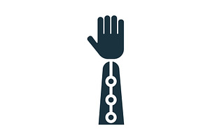 Robotic arm raising hand with open, a Technology Illustration by Aimagenarium@gmail.com