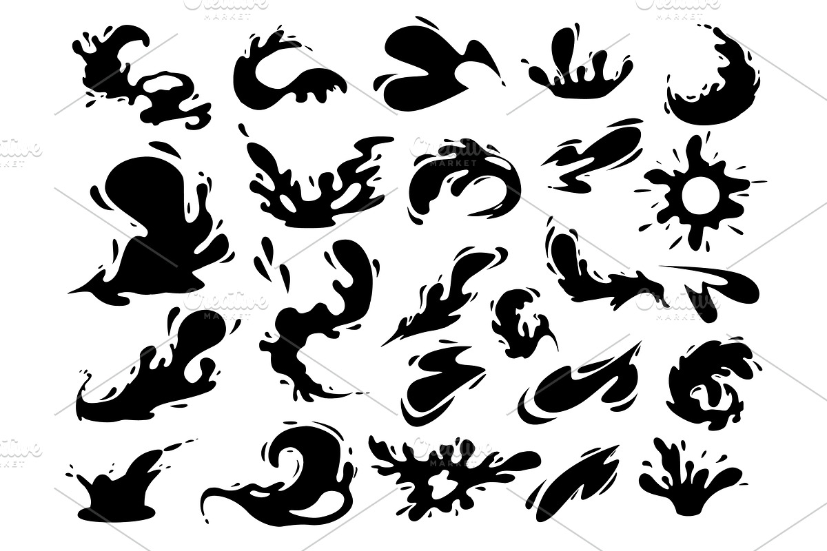 Black liquids silhouettes. Isolated, an Illustration by LadadikArt