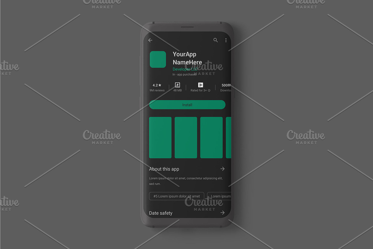 Google Play App Mockup PSD, a Social Media Template by Dilshod Sobirov (Photo 3 of 5)