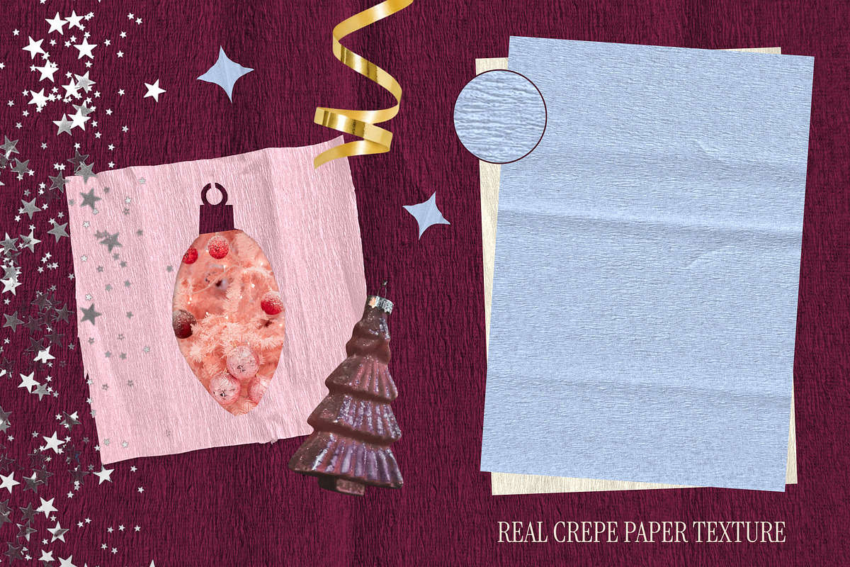 Crepe Paper Christmas Collage Kit, an Object Graphic by Anzhelika (Photo 3 of 11)