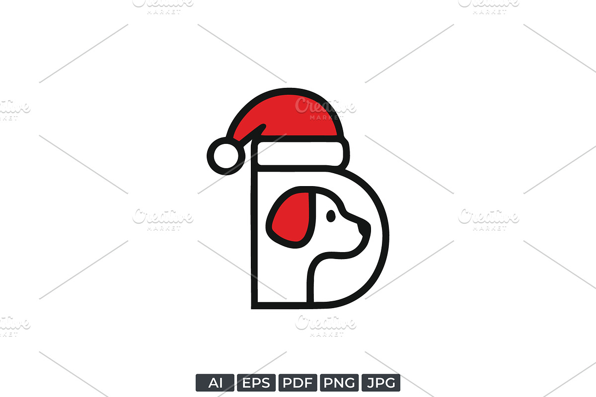 Letter D Dog Christmas Logo, a Branding & Logo Template by Vectorium Studio (Photo 1 of 2)