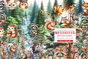 Watercolor Woodland Animals clipart, an Illustration by CreationArt (Thumbnail 1 of 5)