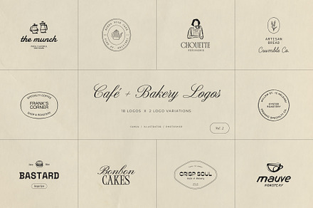 Café & Bakery Logos, a Branding & Logo Template by Crocus Paperi