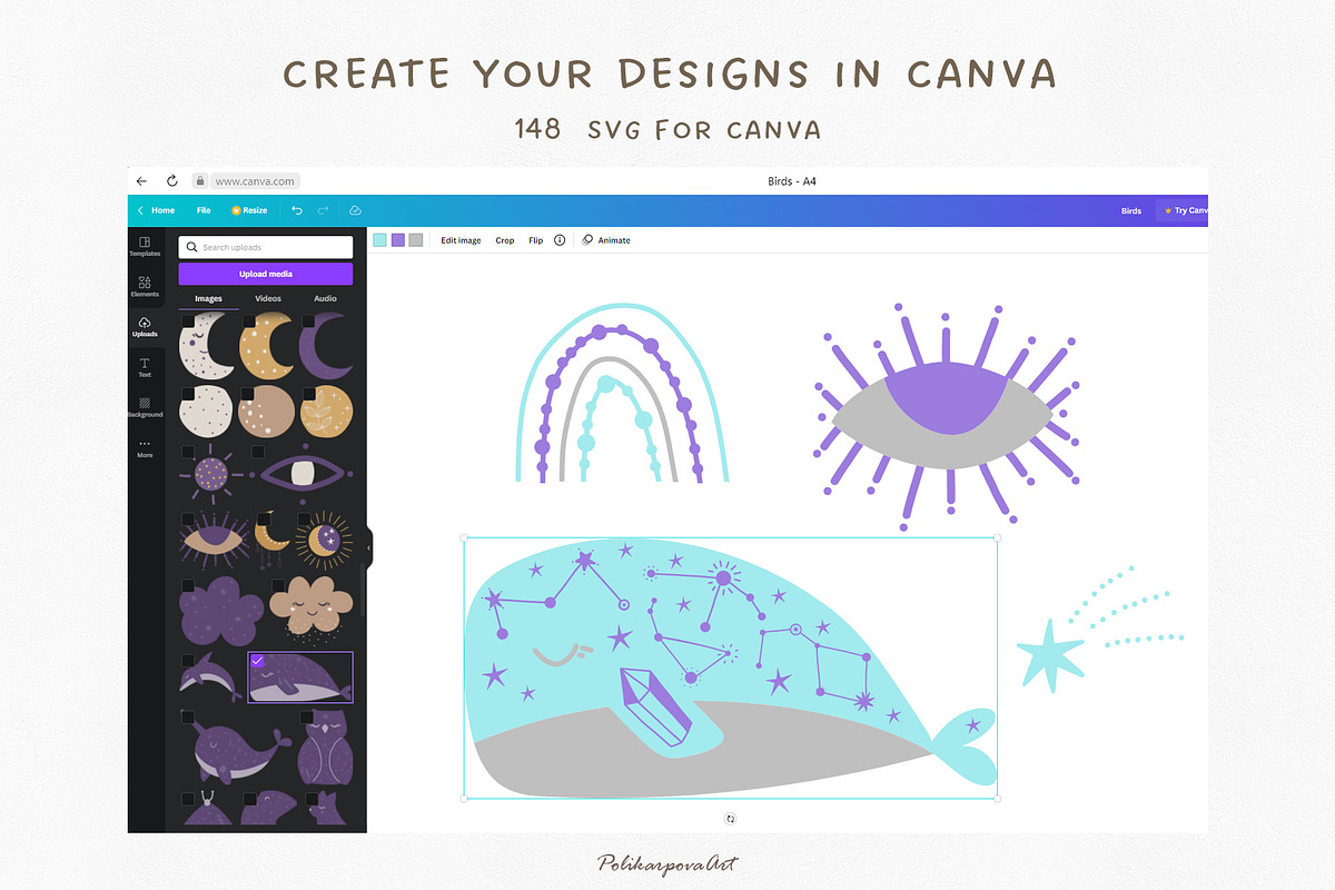 Celestial Animals clipart & pattern, an Animal Illustration by polikarpovaart (Photo 3 of 10)