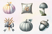 Watercolor Silver Autumn Clipart, an Illustration by CreationArt (Thumbnail 2 of 9)