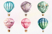 Pastel Hot Air Balloons Clipart, an Illustration by Dream Creation (Thumbnail 3 of 6)